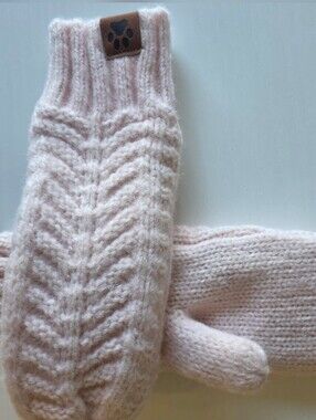 Women's Cozy Light Pink Cable Knit Mittens ~ One Size